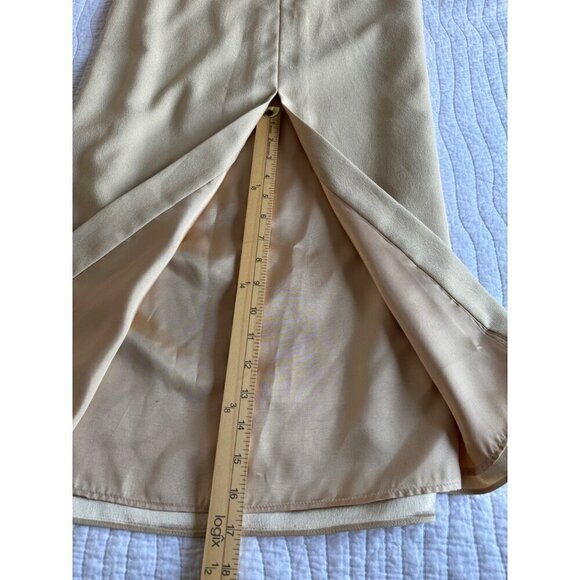 Watters & Watters Long Maxi Evening Wedding Sleeveless Gown Dress SZ 6 Gold Slit - Picture 5 of 14